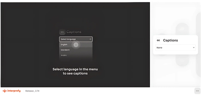 Interprefy Captions Language Selector