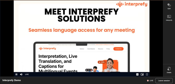 Cvent with Interprefy widget