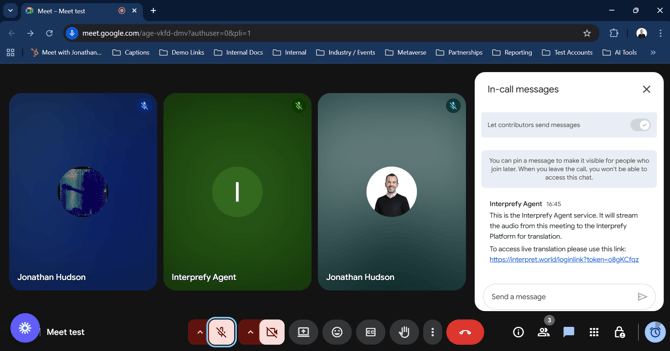 Interprefy Agent Google Meet