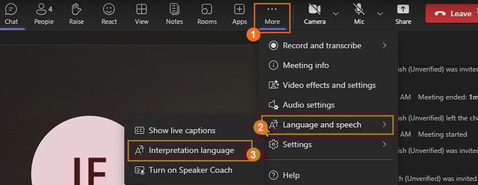 MS Teams Interpretation Language 1
