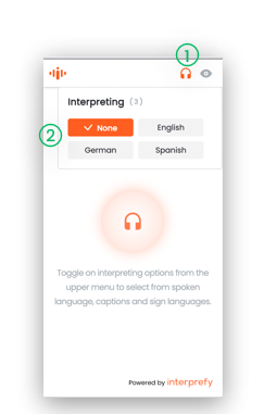 Interprefy Widget interpreting languages