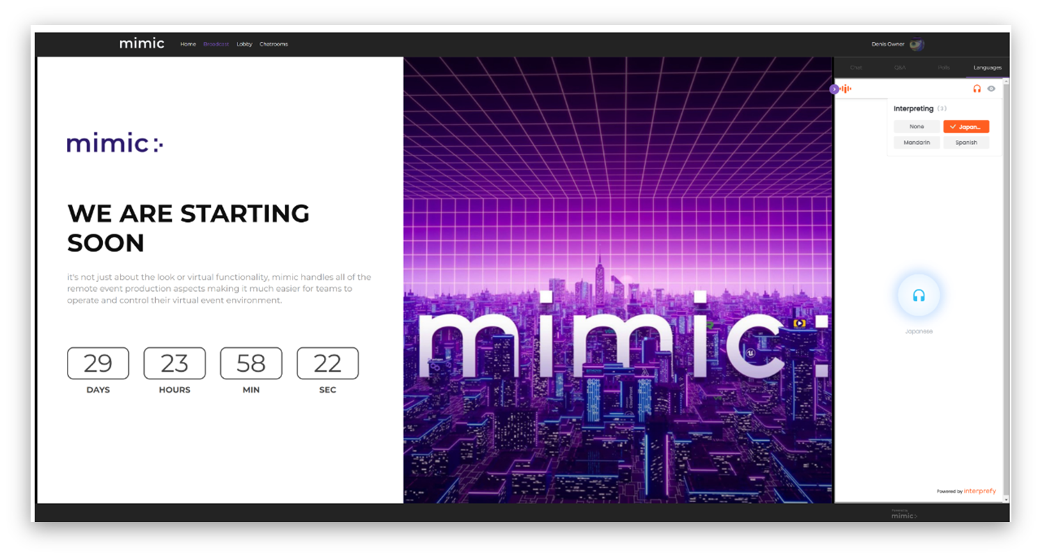 Interprefy for mimic meeting platform widget_screenshot